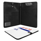 Foldable Leather Portfolio Organizer with Clipboard for Paperwork and Students (with clip)