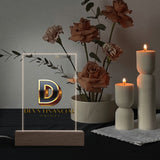 Personalized LED Rectangle Acrylic Night Light and Wooden Base Table Decor
