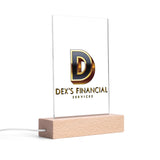 Personalized LED Rectangle Acrylic Night Light and Wooden Base Table Decor