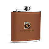 Custom Brown Leather Flask Wrapped Stainless Steel 6oz