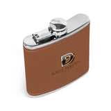 Custom Brown Leather Flask Wrapped Stainless Steel 6oz