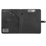 Foldable Leather Portfolio Organizer with Clipboard for Paperwork and Students (with clip)