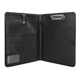Foldable Leather Portfolio Organizer with Clipboard for Paperwork and Students (with clip)