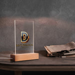 Personalized LED Rectangle Acrylic Night Light and Wooden Base Table Decor