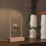 Personalized LED Rectangle Acrylic Night Light and Wooden Base Table Decor