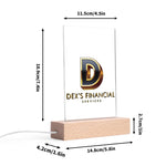 Personalized LED Rectangle Acrylic Night Light and Wooden Base Table Decor