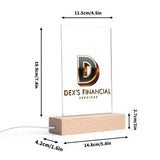 Personalized LED Rectangle Acrylic Night Light and Wooden Base Table Decor