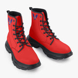 Freedom 1 Red Casual Leather Chunky Boots