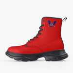 Freedom 1 Red Casual Leather Chunky Boots