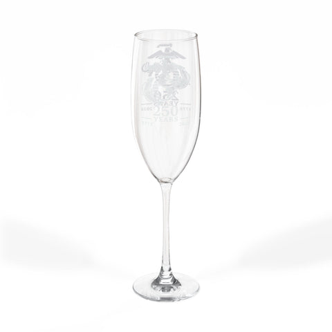 Marine Corps EGA 250 Years Engraved Champagne Glass, Personalized Gift for Weddings, Anniversaries, Special Celebrations, Bridal Showers, Custom Toasting Flute