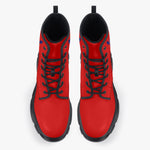 Freedom 1 Red Casual Leather Chunky Boots