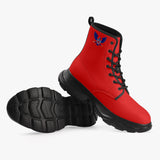 Freedom 1 Red Casual Leather Chunky Boots