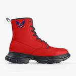 Freedom 1 Red Casual Leather Chunky Boots