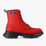 Freedom 1 Red Casual Leather Chunky Boots