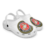 Marine Corps White Printed Clogs