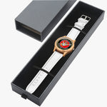 Marine Corps Italian Olive Lumber Wooden Watch - Leather Strap