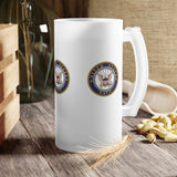 Navy Frosted Glass Beer Mug