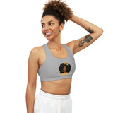 Golden Queen (Light Grey) Seamless Sports Bra (AOP)