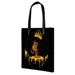 Queen Gold Black Regular PU Leather Tote Bags