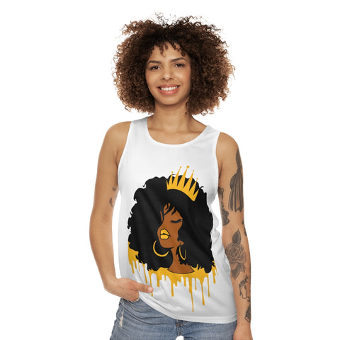 Golden Queen (White) Unisex Tank Top (AOP)