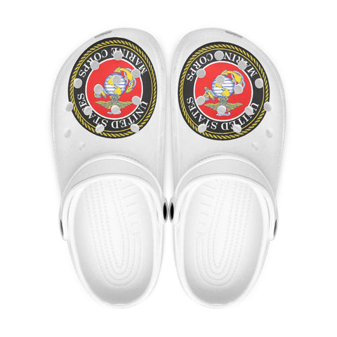 Marine Corps White Printed Clogs