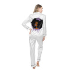 Purple Queen Back Logo Women's Satin Pajamas (AOP)