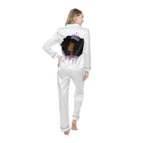 Purple Queen Back Logo Women's Satin Pajamas (AOP)