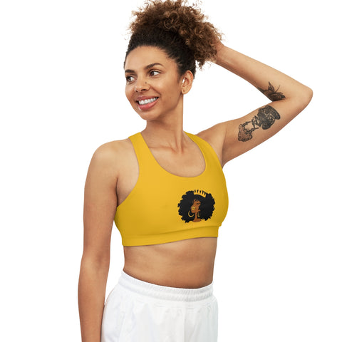 Golden Queen (Yellow) Seamless Sports Bra (AOP)