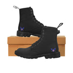 Men's Lace Up Canvas Boots (Model1203H)(Black)