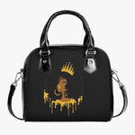 Queen Gold Black Casual Leather Saddle Bag