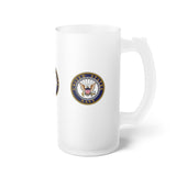 Navy Frosted Glass Beer Mug