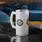 Navy Frosted Glass Beer Mug