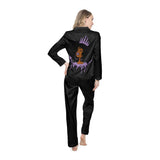 Purple Queen Back Logo Women's Satin Pajamas (AOP)