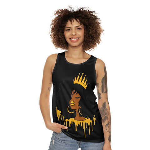 Golden Queen (Black) Unisex Tank Top (AOP)