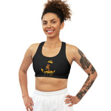 Golden Queen (Black)  Seamless Sports Bra (AOP)