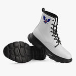 Freedom 1 White Casual Leather Chunky Boots