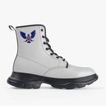 Freedom 1 White Casual Leather Chunky Boots