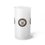 Navy Frosted Glass Beer Mug