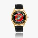 Marine Corps Italian Olive Lumber Wooden Watch - Leather Strap