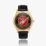 Marine Corps Italian Olive Lumber Wooden Watch - Leather Strap