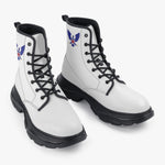 Freedom 1 White Casual Leather Chunky Boots