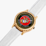 Marine Corps Italian Olive Lumber Wooden Watch - Leather Strap