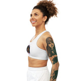 Purple Queen (White) Seamless Sports Bra (AOP)