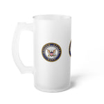 Navy Frosted Glass Beer Mug