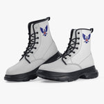 Freedom 1 White Casual Leather Chunky Boots