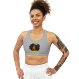 Golden Queen (Light Grey) Seamless Sports Bra (AOP)