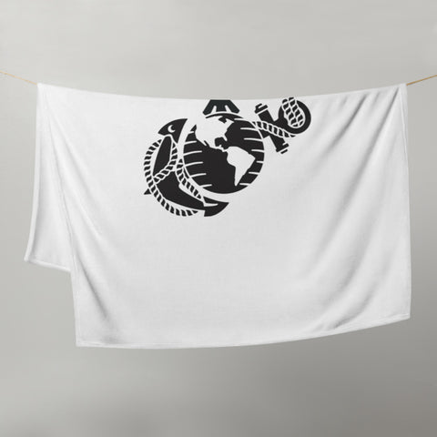 Marine Corps (Black and White logo) Throw Blanket - Wear Freedom Wear